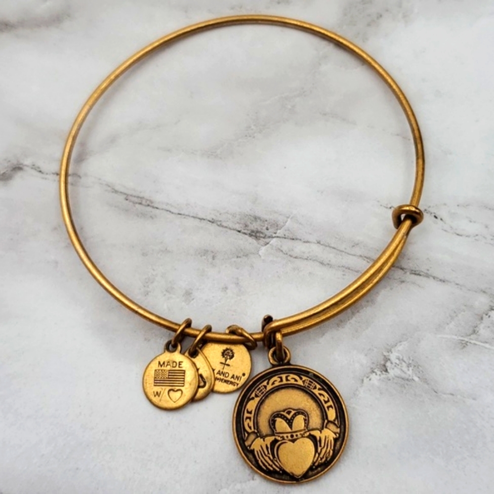 Alex and Ani Gold Tone Claddagh Charm Bracelet